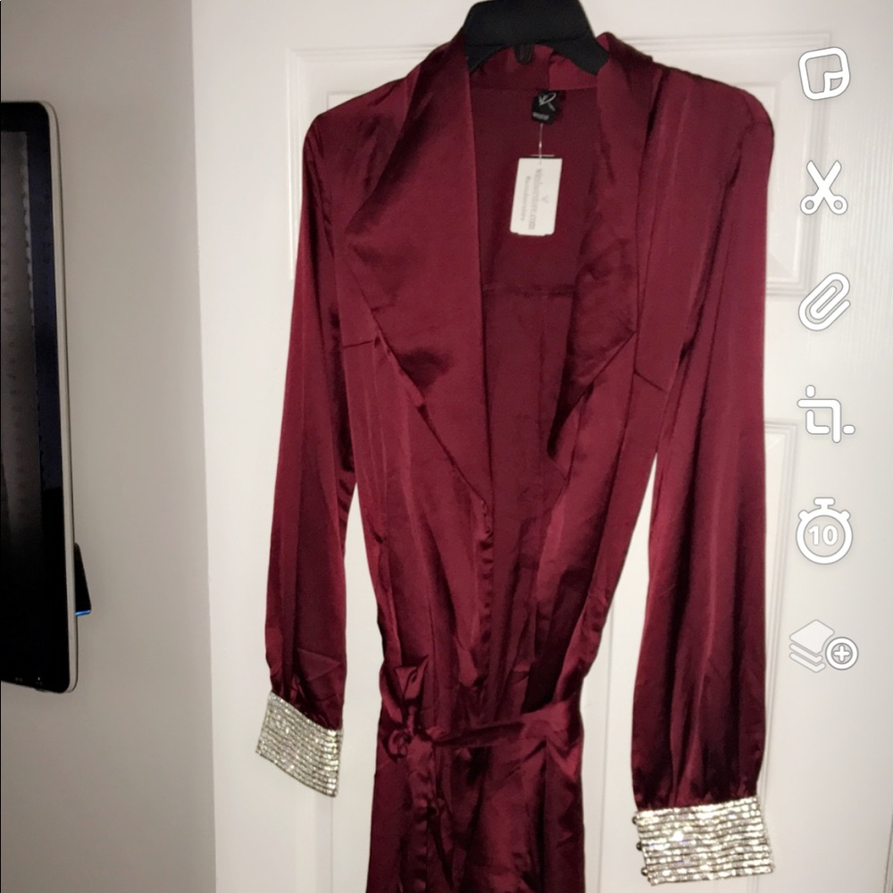 Burgundy satin duster